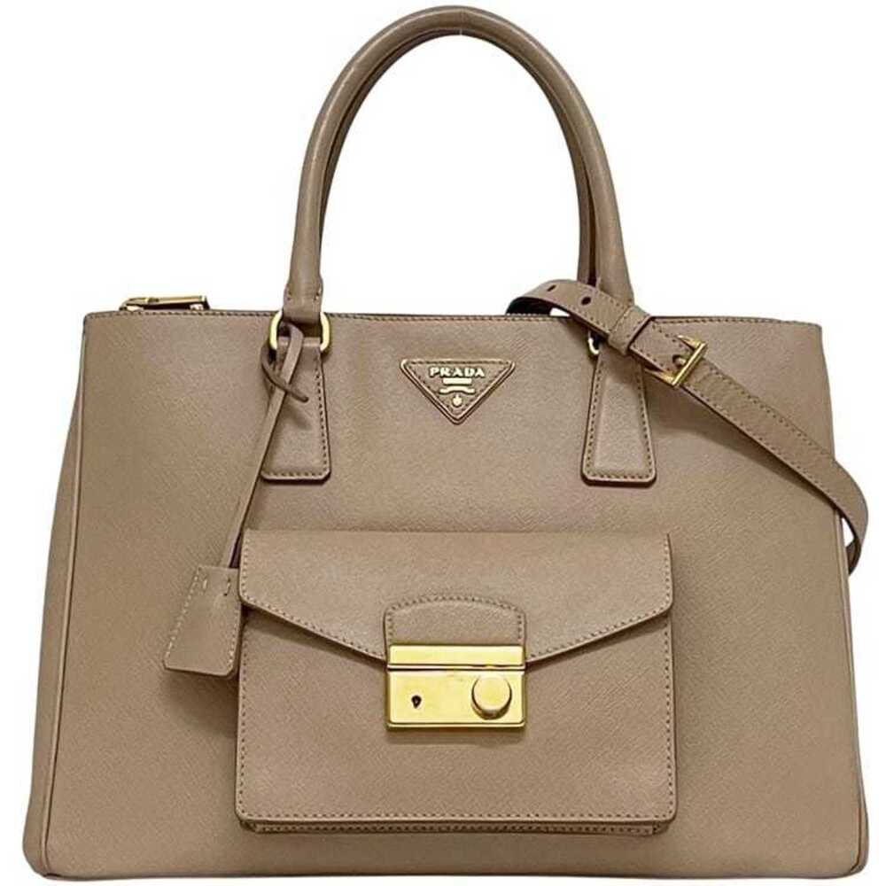 PRADA Cream Leather Saffiano Shoulder Bag - Picture 1 of 11